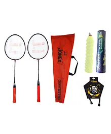 JJ Jonex Badminton Racket Set With Cover Skipping Rope And Plastic Shuttles  - Multicolour