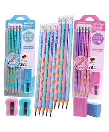 Toyshine Pencils Erasers And Sharpener Stationary Kit Pack of 2 - Multicolor