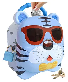 Toyshine Cute Tiger Money Safe Piggy Bank With Lock - Blue