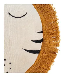 Pluchi Sleeping Lion Shaped Cushion White Brown - Height 35 cm