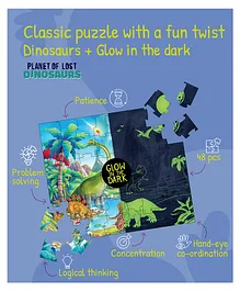PLAYQID Planet of Dinosaurs and 2 In 1 Jungle Safari Jigsaw Puzzles Multicolour - 98 Pieces