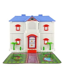 NHR Foldable & Openable Door with Furniture Doll House Set - Blue