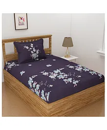 Florida Polycotton Single Bed Sheet Floral Print - Purple