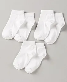 Mustang Ankle Length School Socks Solids Pack of 3 - White