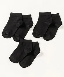 Mustang Ankle Length School Socks Solids Pack of 3 - Black