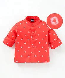 JAV Creations Full Sleeves Bandhani Print Shirt - Orange