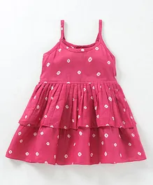 JAV Creations Sleeveless Bandhani Print Dress - Pink