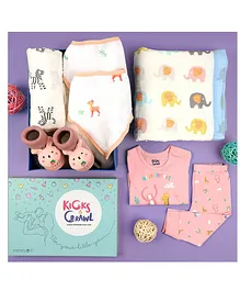 Kicks & Crawl Cuddling Cutie Girls Sleeping Hamper Pack of 6 - Multicolor