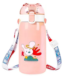 FunBlast BPA Free Double Walled Vacuum Insulated Stainless Steel Water Bottle with Straw Light Pink- 530 ML