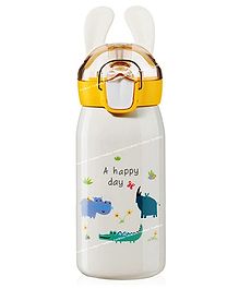 FunBlast BPA Free Double Walled Vacuum Insulated Stainless Steel Water Bottle with Straw Cream- 530 ML