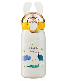 FunBlast BPA Free Double Walled Vacuum Insulated Stainless Steel Water Bottle with Straw Cream- 530 ML