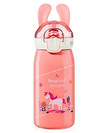 FunBlast BPA Free Double Walled Vacuum Insulated Stainless Steel Water Bottle with Straw Light Pink- 530 ML