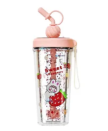 FunBlast Sweet Strawberry Print Tumbler with Straw Sipper - 400 ML