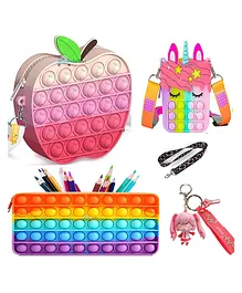 FunBlast Pop It Silicon Shoulder Bag with Keychain Sling Bag & Pouch - Multicolour
