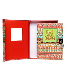 ARCHIES Single Line Chase with Dreams Notebook Diary with Lock Red - 140 Pages