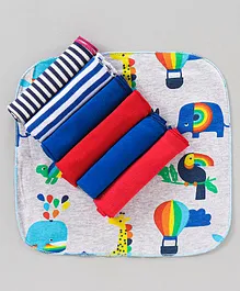 OHMS Washclothes Animal & Stripes Print Pack Of 7 - Multicolor