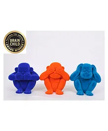 Rubbabu Apes of Wisdom Monkey Figures Pack of 3 -  Red Blue