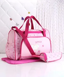 Diaper Bag Puppy Embroidered with Dual Handles - Light Pink