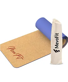 MevoFit 100% Organic Cork & Natural Rubber Yoga Mat 8 mm - Royal Blue
