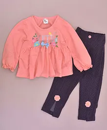 KETIMINI Full Sleeves Cutie Printed Top And Pant Set - Peach