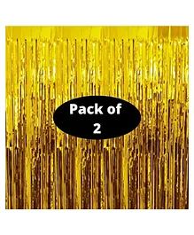 Bubble Trouble Golden Foil Curtains Birthday Decoration for Boys Girls Baby Shower Golden Foil Fringe Tinsel Curtain - Pack of 2