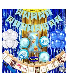 Bubble Trouble Solid Baby Boy 1st Happy Birthday Combo Blue - Pack of 85