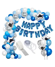 Bubble Trouble Happy Birthday Decorations Kit for Boys Blue White - Pack of 50