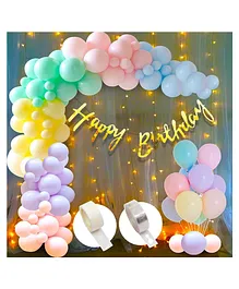 Bubble Trouble Pastel Balloons For Birthday Combo Kit With Fairy Light - Pack of 44