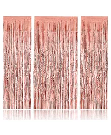 Bubble Trouble Rose Gold Metallic Tinsel Foil Fringe Curtains for Celebrations & Decorations - Pack of 3