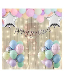 Bubble Trouble Happy Birthday Pastel Balloons Decoration Kit Combo Multicolor - Pack of 40