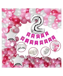 Bubble Trouble Solid Happy Birthday Balloons Decoration Kit Combo Pink - Pack of 81
