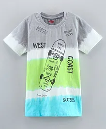 Under Fourteen Only Skateboard Print Half Sleeves T Shirt - Blue