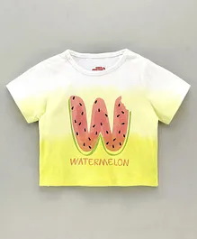Under Fourteen Only Half Sleeves Watermelon Print Top - Yellow
