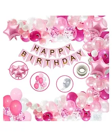 Bubble Trouble Girls Happy Birthday Balloon Banner Decoration Kit Combo - Pack of 96