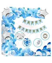 Bubble Trouble Happy Birthday Balloon Banner Decoration Kit Blue - Pack Of 98