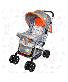 Tiffy & Toffee Trendy Baby Stroller with 3 Point Safety Harness and Reversible Handlebar - Grey Orange