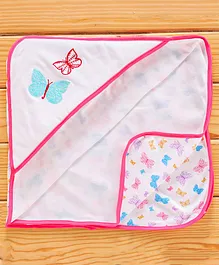 BUMZEE Butterfly Embroidered Hooded Wrapper - Dark Pink