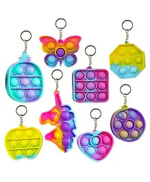 Party Propz Silicone Made Sensory Pop It Keychain Fidget Toys Pack of 6 (Color and Print May Vary)