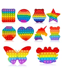 Party Propz Pop It Fidget Stress Relieving Silicone Toy Pack Of 6 - Multicolor