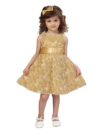 Powderfly Sleeveless Embroidered Dress - Gold