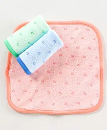 Pink Rabbit Wash Cloths Heart Design Pack of 3- Multicolor