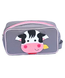 SNM Lori Cow Medium  Travel Organiser Cum Pencil Pouch - Grey Pink