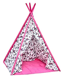 SNM Teppee Tent With Mat Butterfly Print - Pink