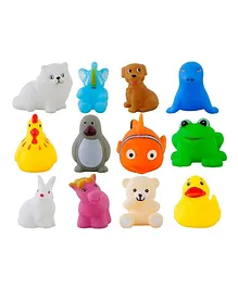 DHAWANI Animal Shape Squeezable Bath Toys 12 Pieces - Multicolour