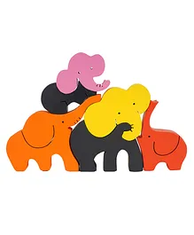 Cria Wooden Toys Wooden Elephant Family Pack of 6 - Multicolour