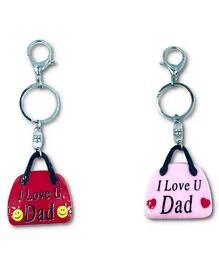 Vast Love U Dad Keychain Pack Of 2 - Pink Red
