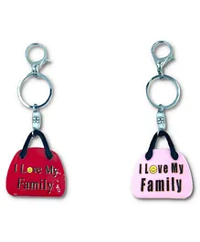 Vast I Love My Family Keychain Pack Of 2 - Pink Red