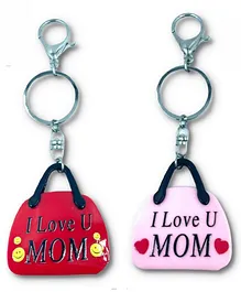 Vast I Love U Mom Keychain Pack Of 2 - Pink Red