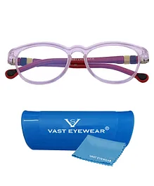 Vast TRU Blue Ray Blocking & Antiglare Zero Power Round Eyeglasses - Purple 