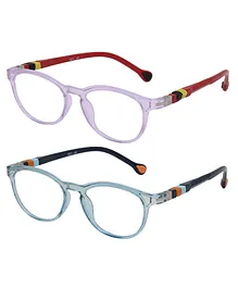 VAST TRU BLU Blue Ray Blocking And Anti Glare Zero Power Round Computer Eyeglasses Pack Of 2 - Purple Grey